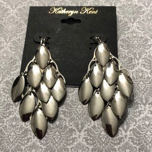 NWT Katheryn Kent Silver Tone Mirrored Chandelier Earrings!